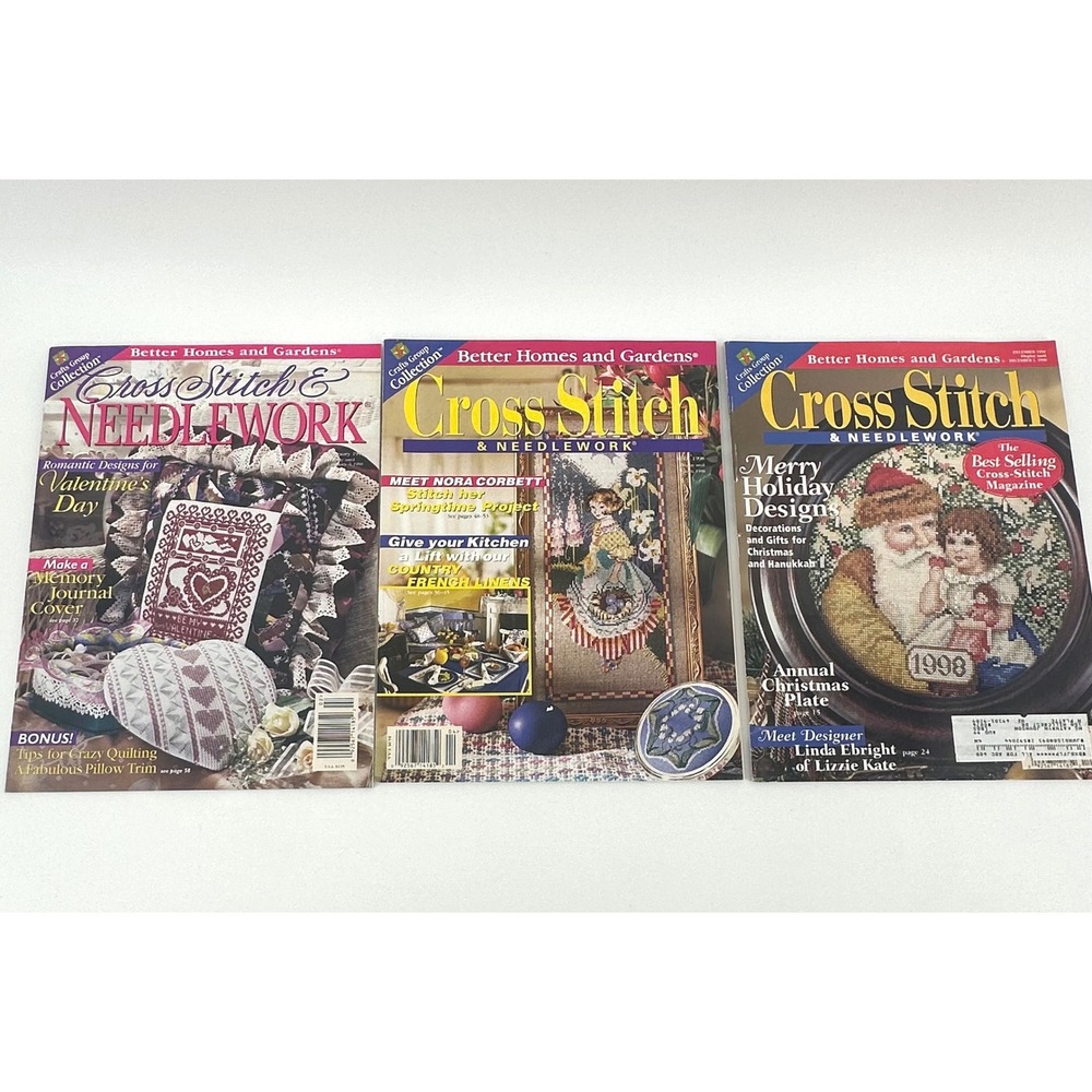Better Homes and Gardens Cross Stitch Magazine Vintage Lot 1998 Christmas Art